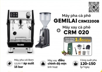 Combo máy pha cà phê CRM 3200B Và Máy Xay Cafe GEMILAI CRM020